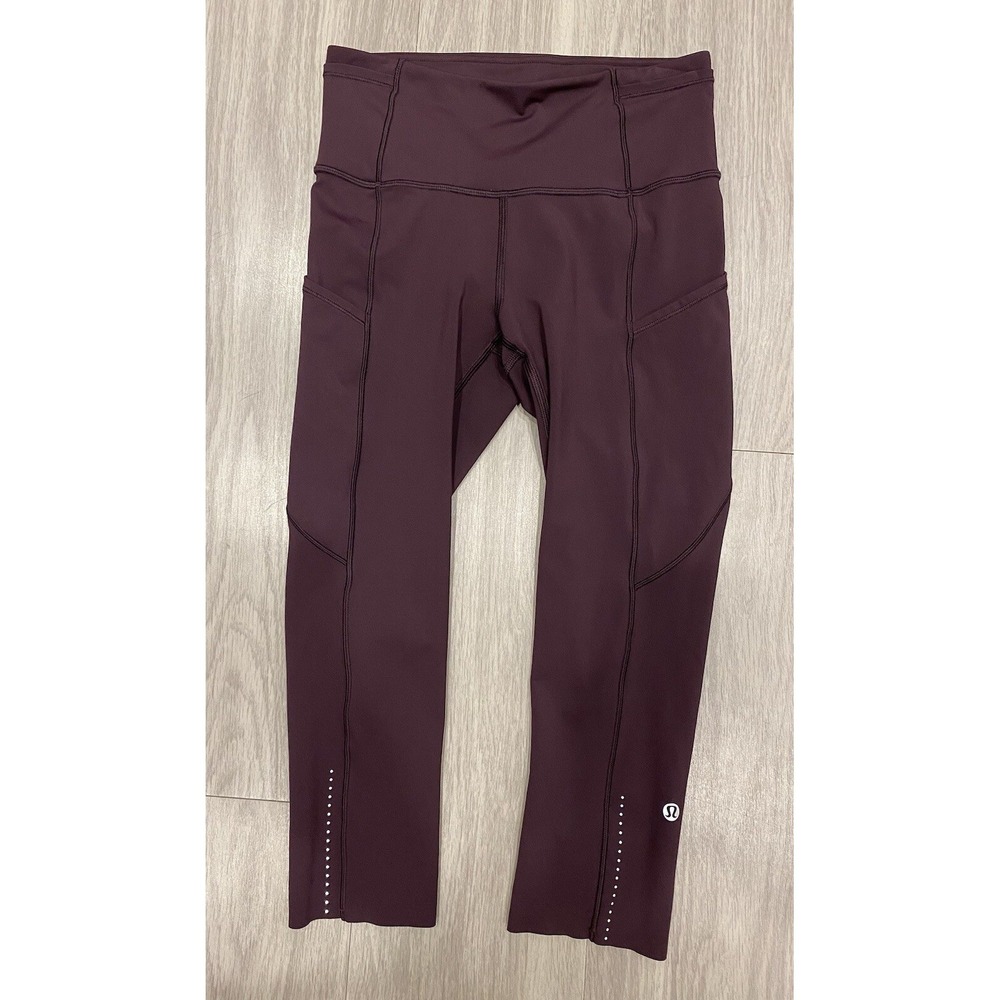 Lululemon Athletic Cropped Yoga Pants Leggings Pockets Womens Size 2? Purple EUC